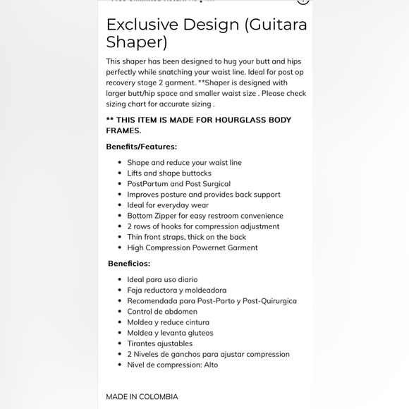 Cali curve 6190 Curvy Fit Guitara Short Leg. Faja. Size 2XL - Picture 5 of 5